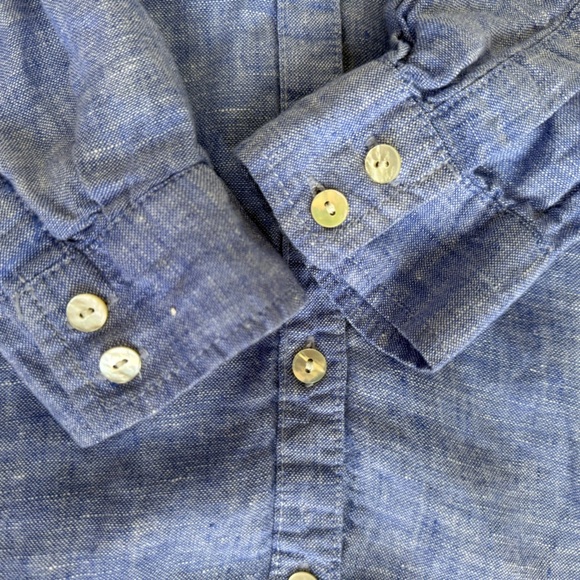 Sigrid Olsen Linen Shirt SM Blue Button Front Lagenlook Resort Coastal Chic - Picture 8 of 8